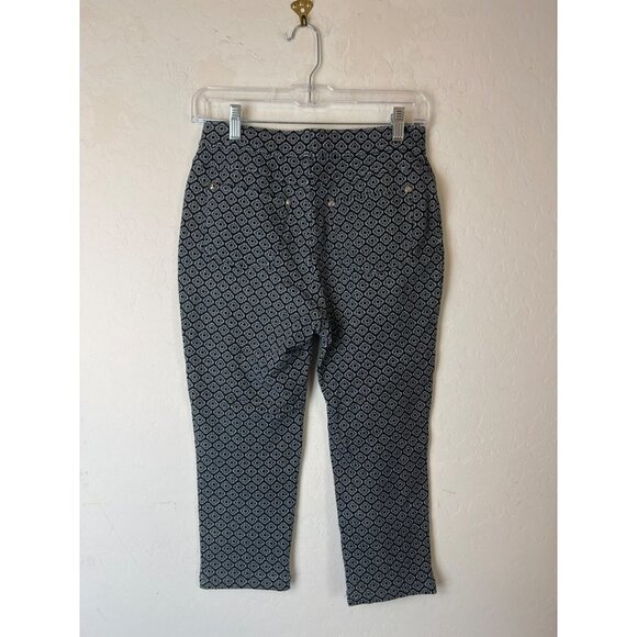 Susan Graver Weekend Novelty Print Navy White Sz XS Pull On Pant Stretchy Elasti - Picture 3 of 7